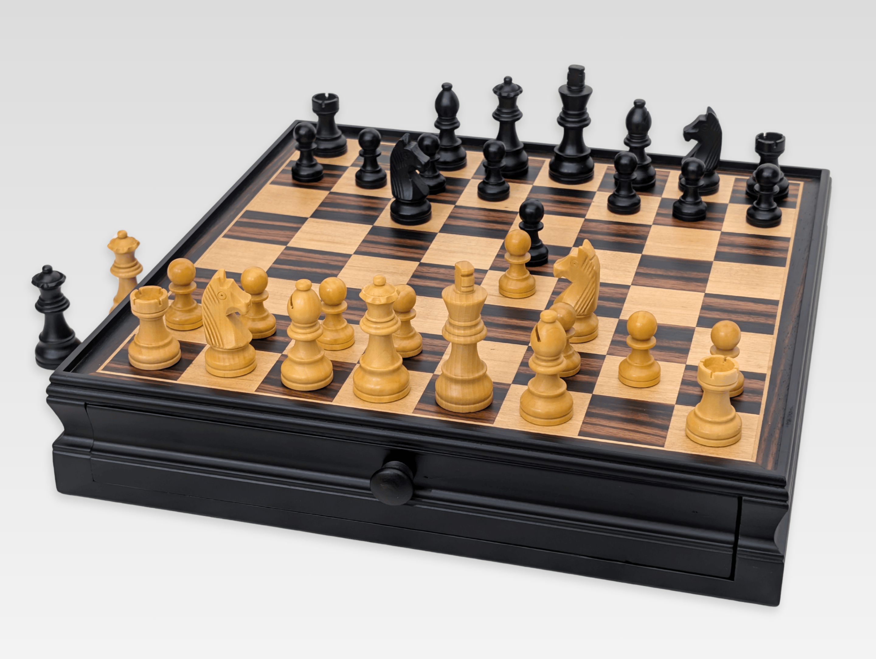 15" Magnetic Wooden Chess Storage Set with Drawer - Chess Set - Chess-House