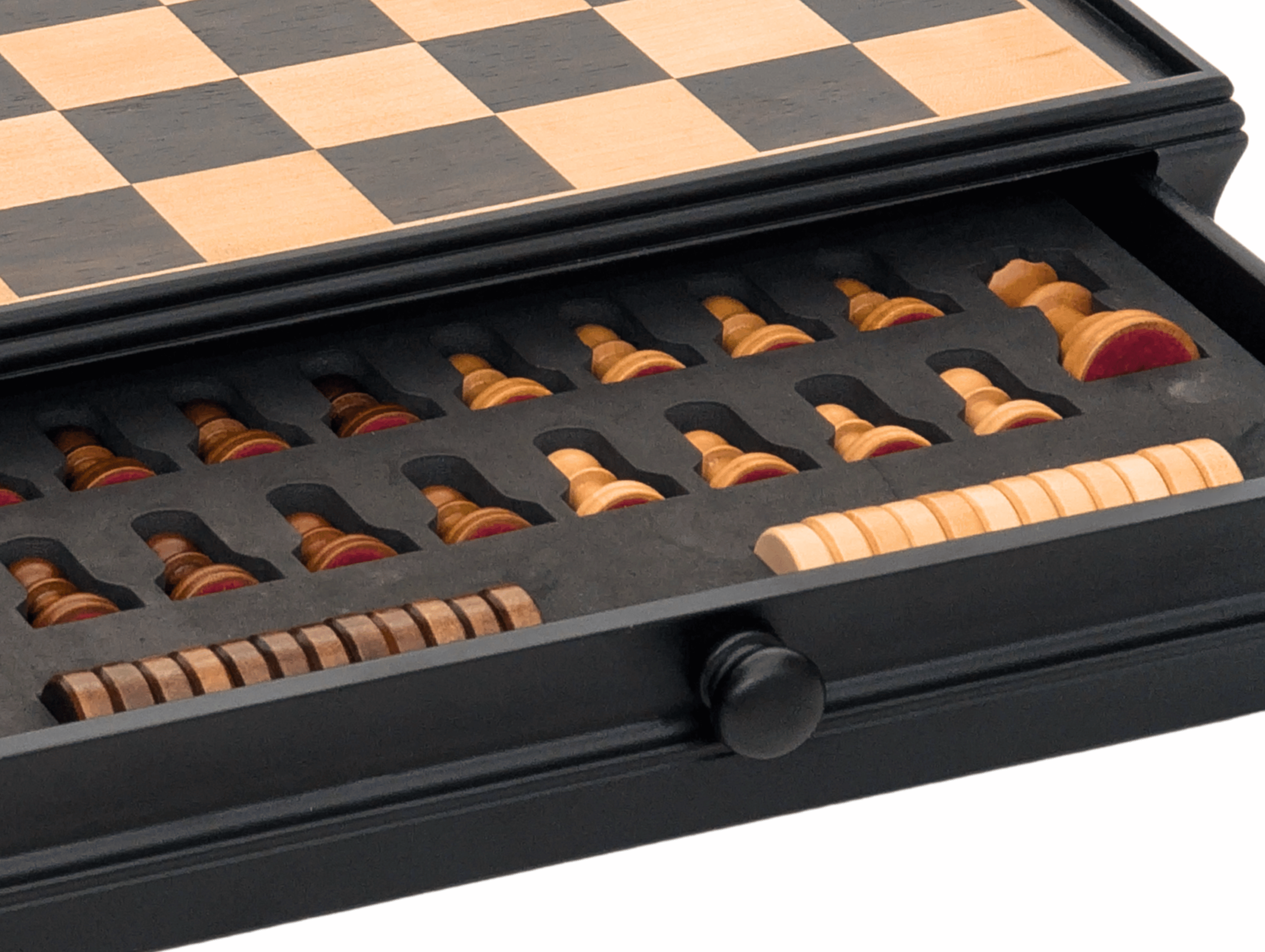 15" Weighted Wooden Chess Storage Set with Drawer - Chess Set - Chess-House