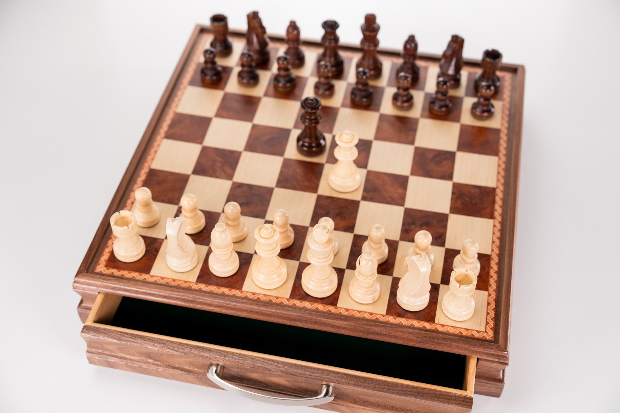 15" Wooden Chess and Checkers Set - Walnut - Chess Set - Chess-House