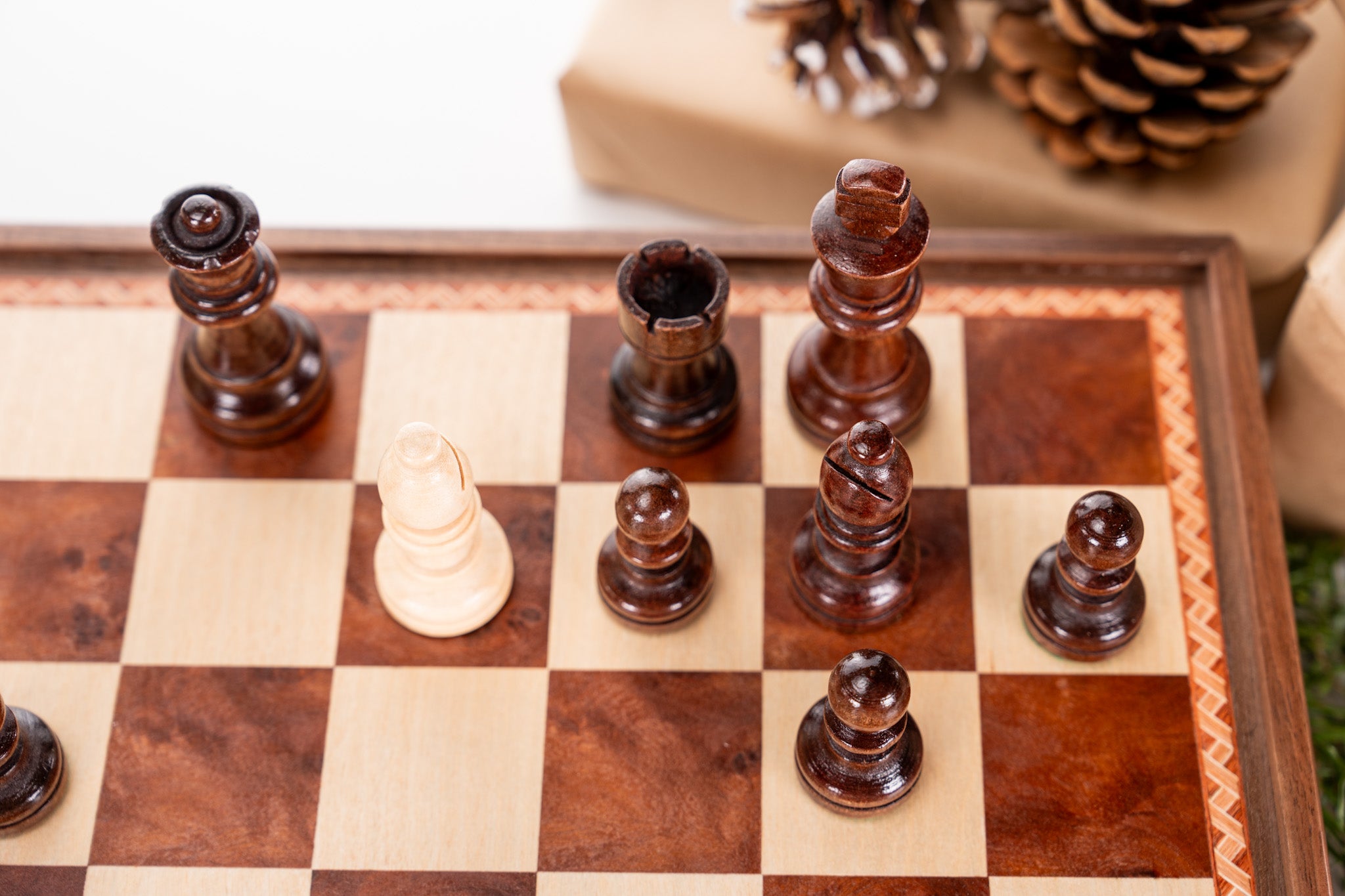 15" Wooden Chess and Checkers Set - Walnut - Chess Set - Chess-House