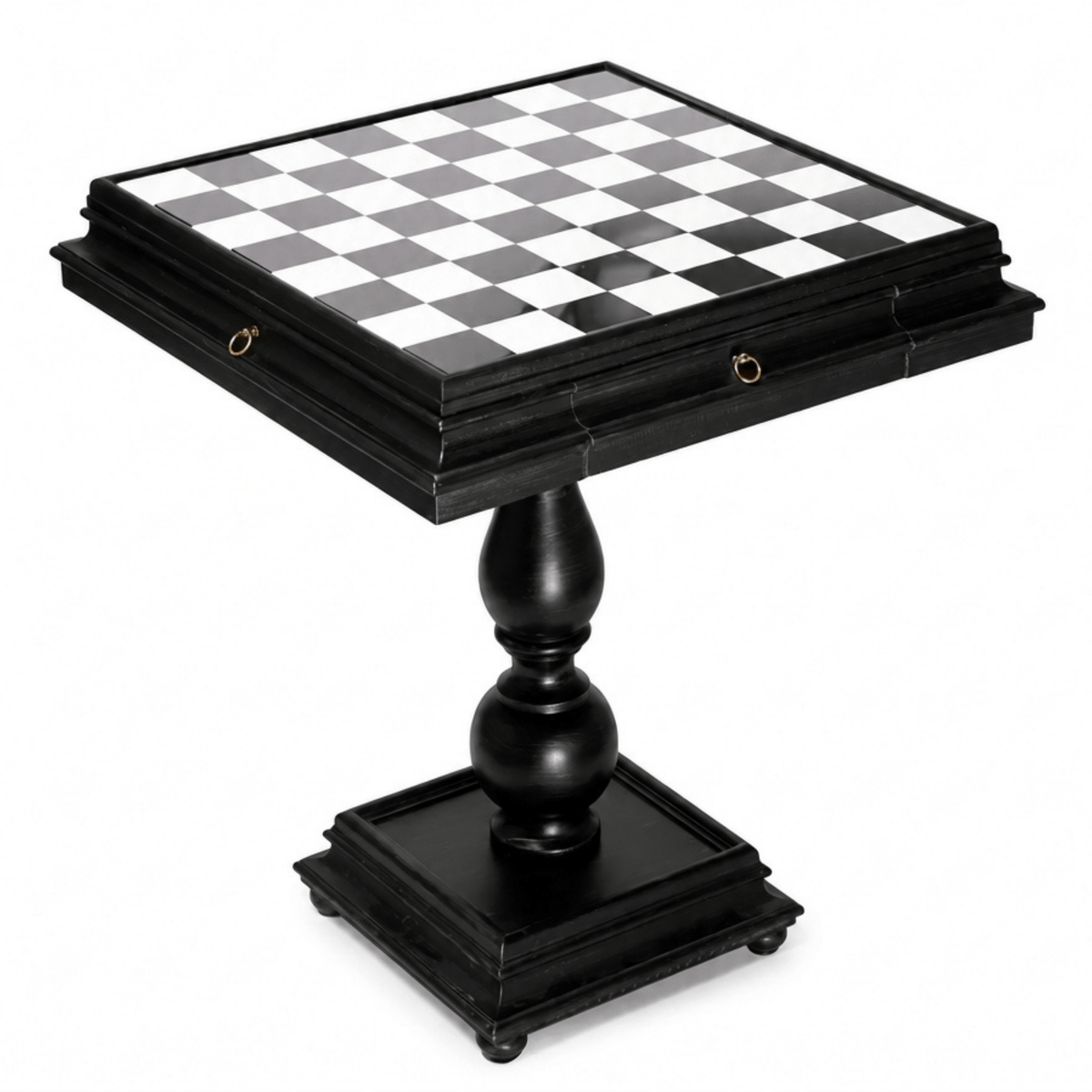 23.5" Black Italian Marble Chess Table - Table - Chess-House