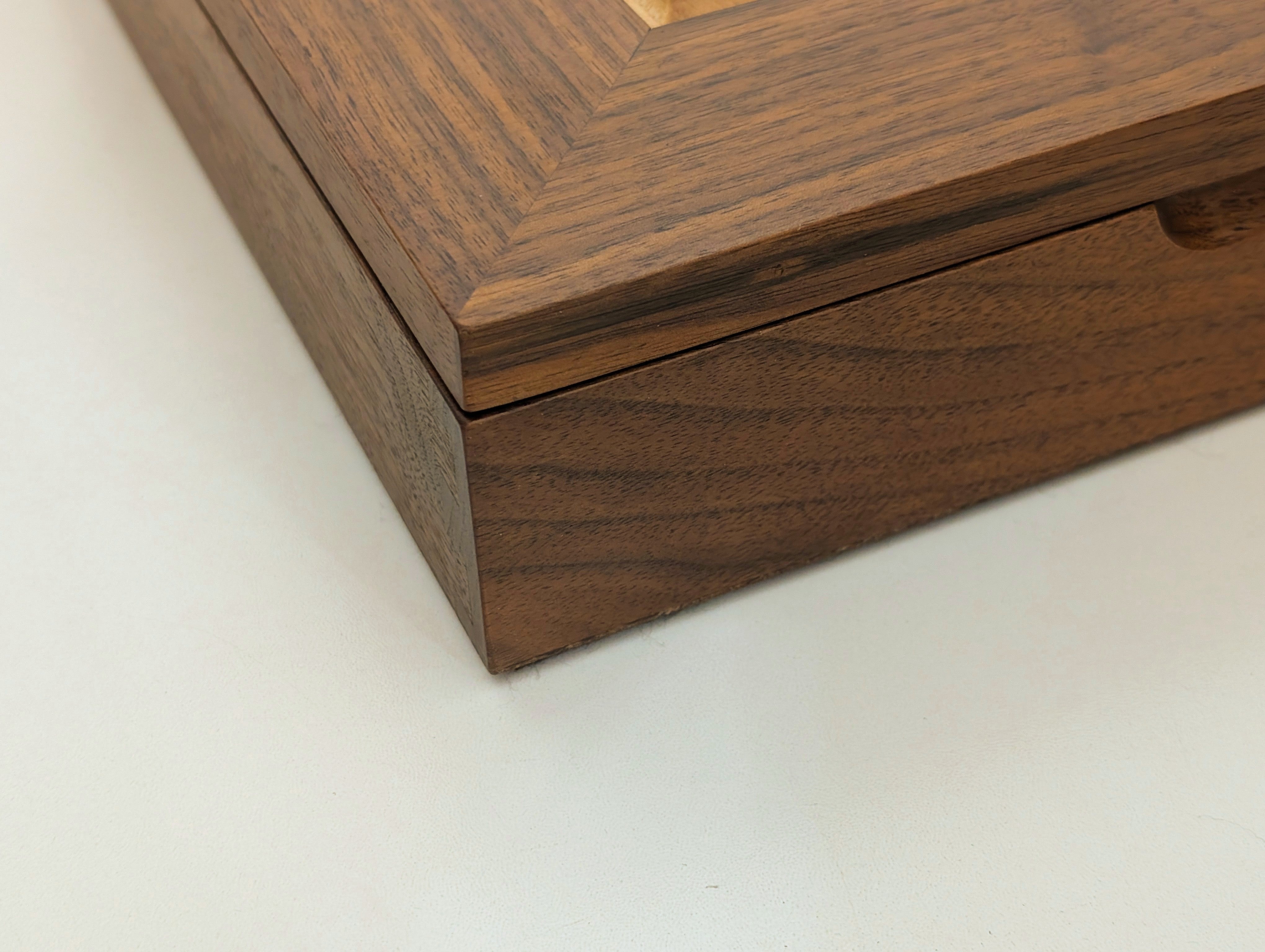 DEAL ITEM: Walnut Maple Premium Hardwood Chess Box with Framed Inset - Open Box - Chess-House