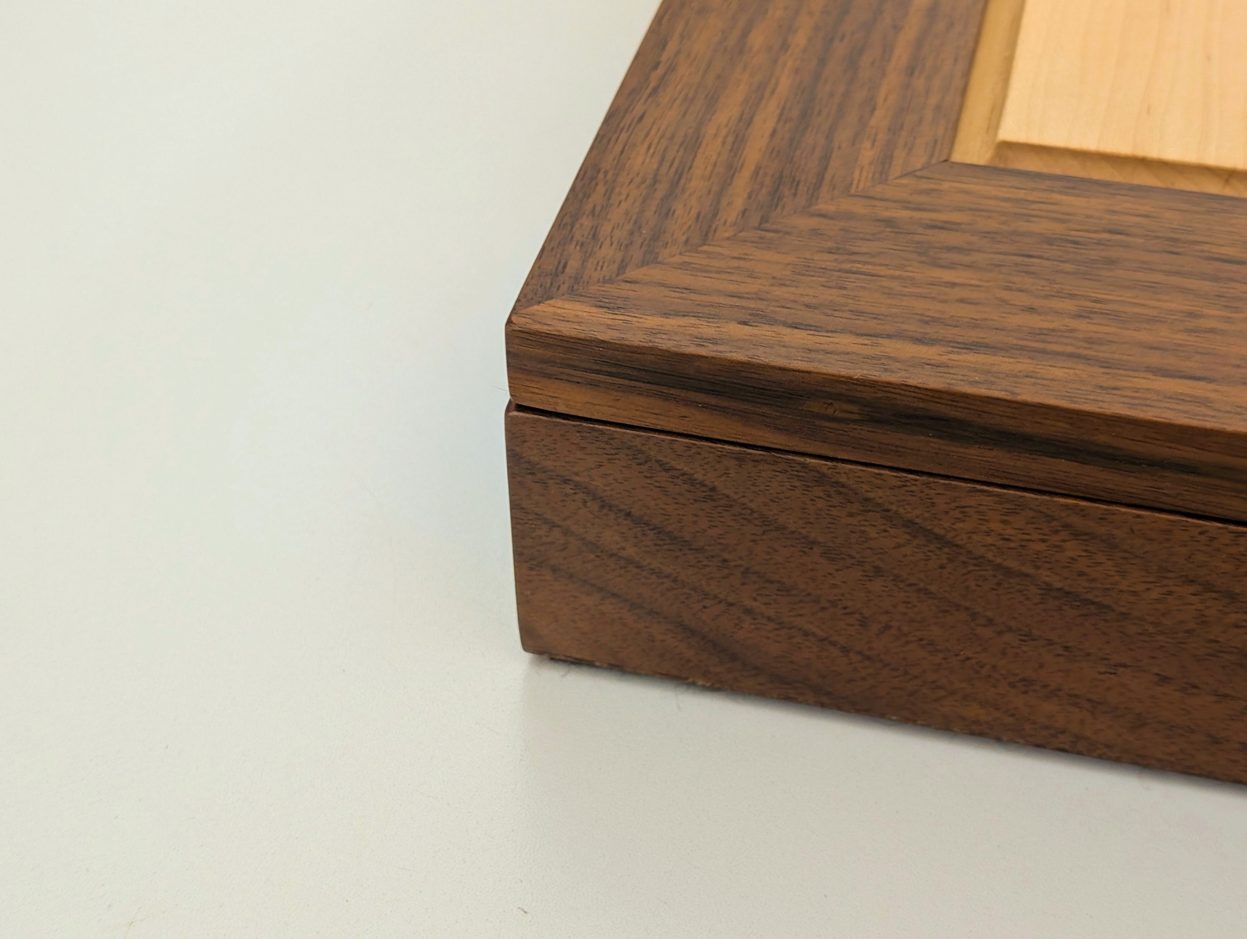 DEAL ITEM: Walnut Maple Premium Hardwood Chess Box with Framed Inset - Open Box - Chess-House