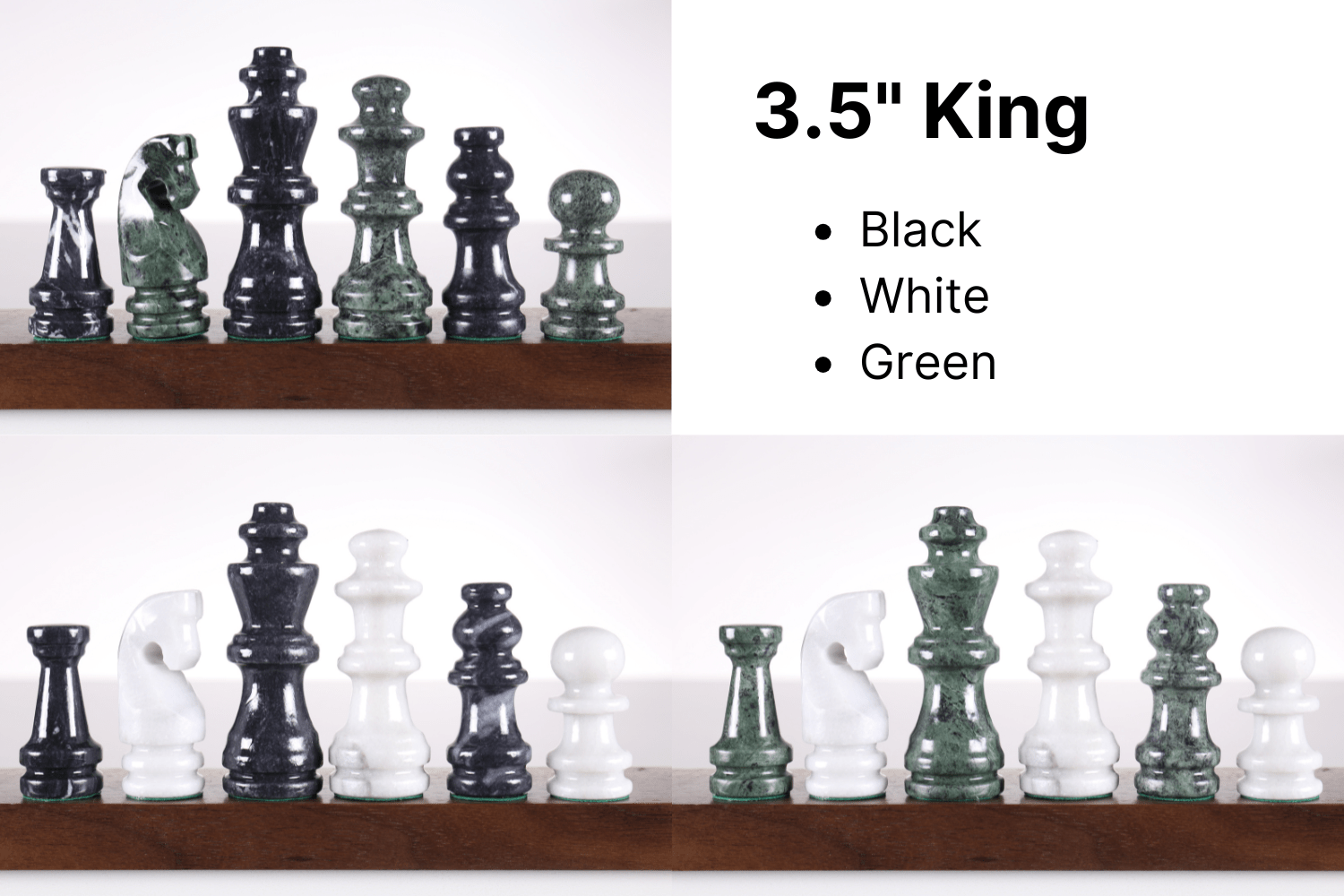 SINGLE REPLACEMENT PIECES: Marble Chess Pieces for 14 or 16" Boards with 3 1/2" King (Green / White / Black) - Parts - Chess-House