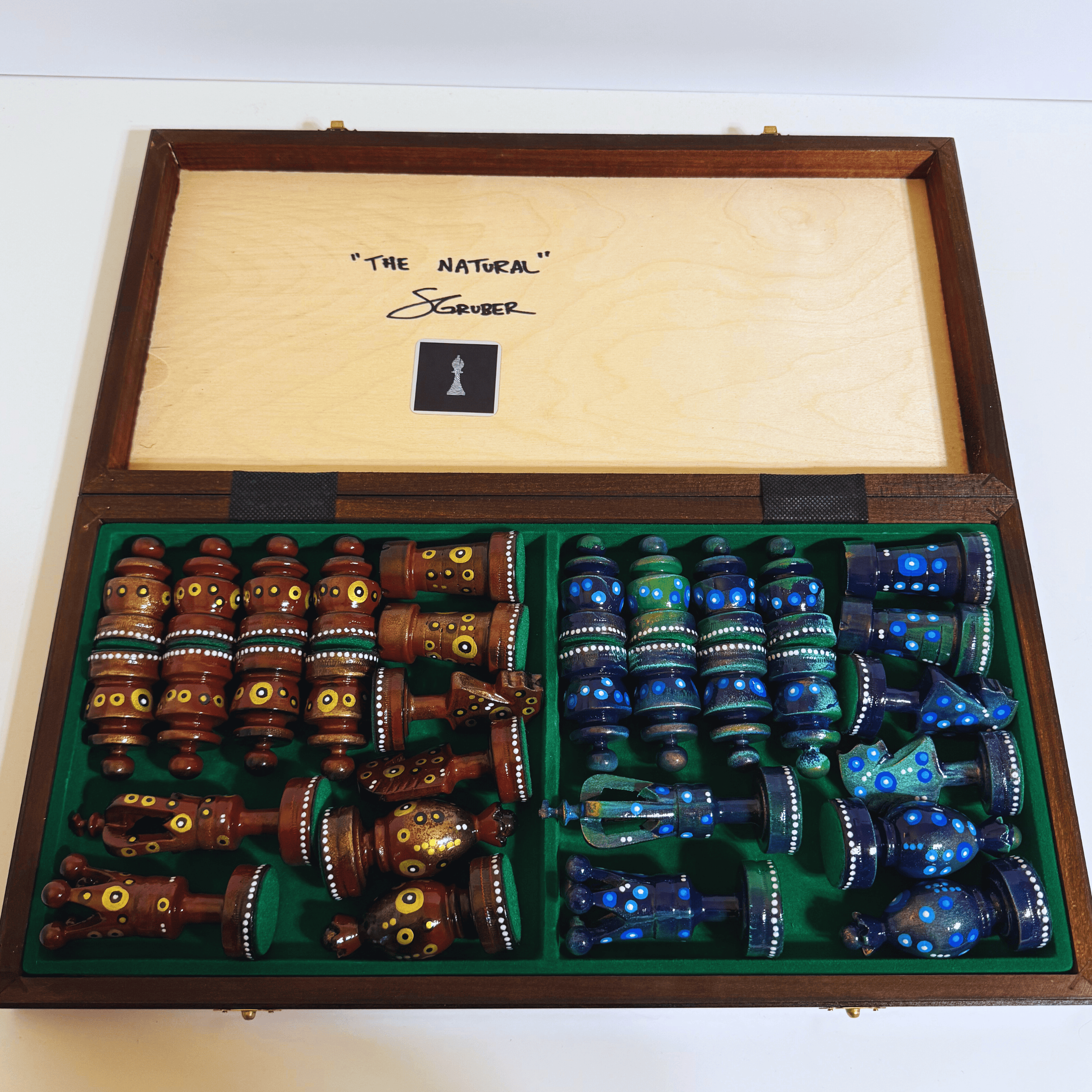 The Natural - Sydney Gruber Painted 20" Large Kings Chess Set #15 - Chess Set - Chess-House