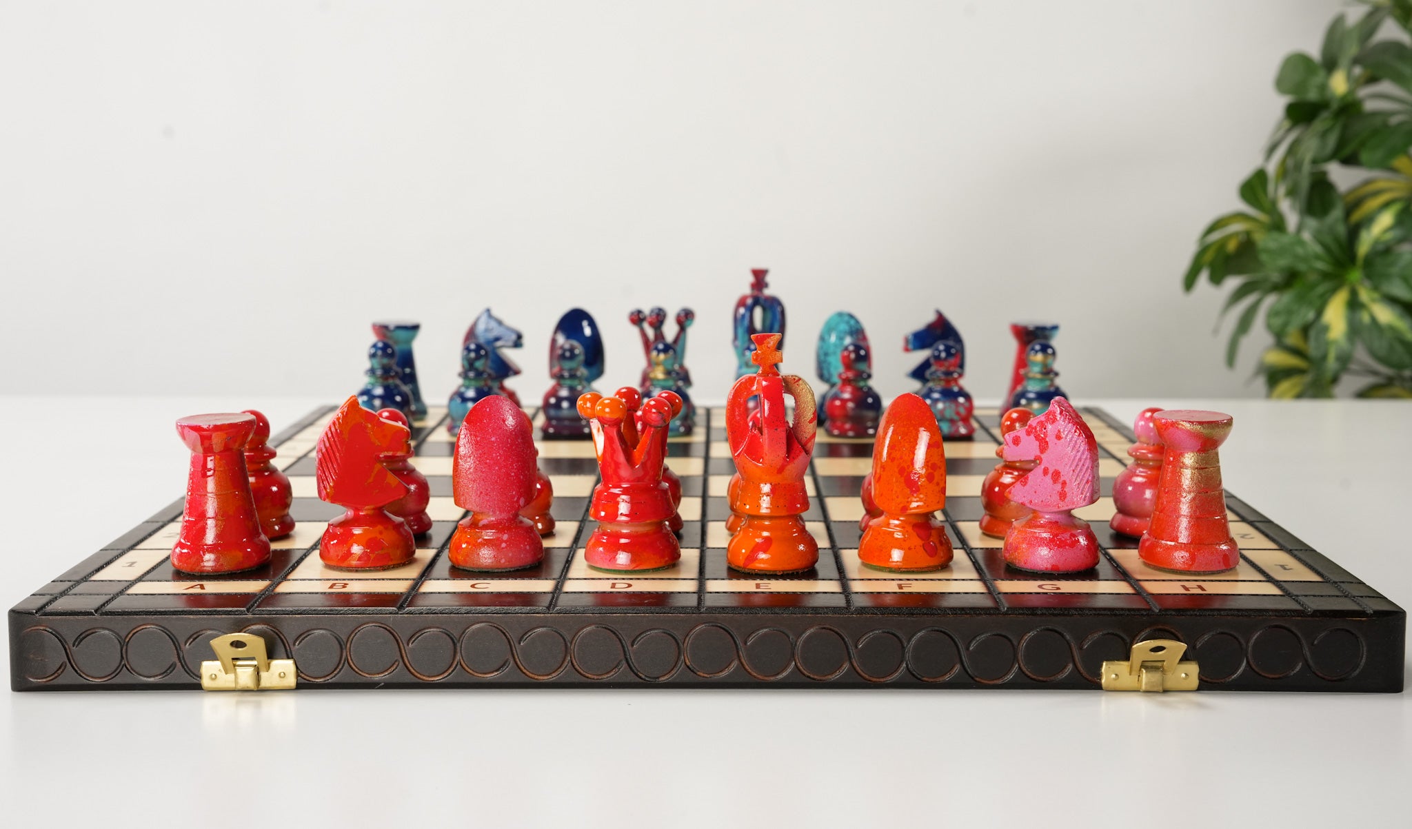 The Touch of the Renaissance Man - Sydney Gruber Painted 17" Large Kings Chess Set #5 - Chess Set - Chess-House