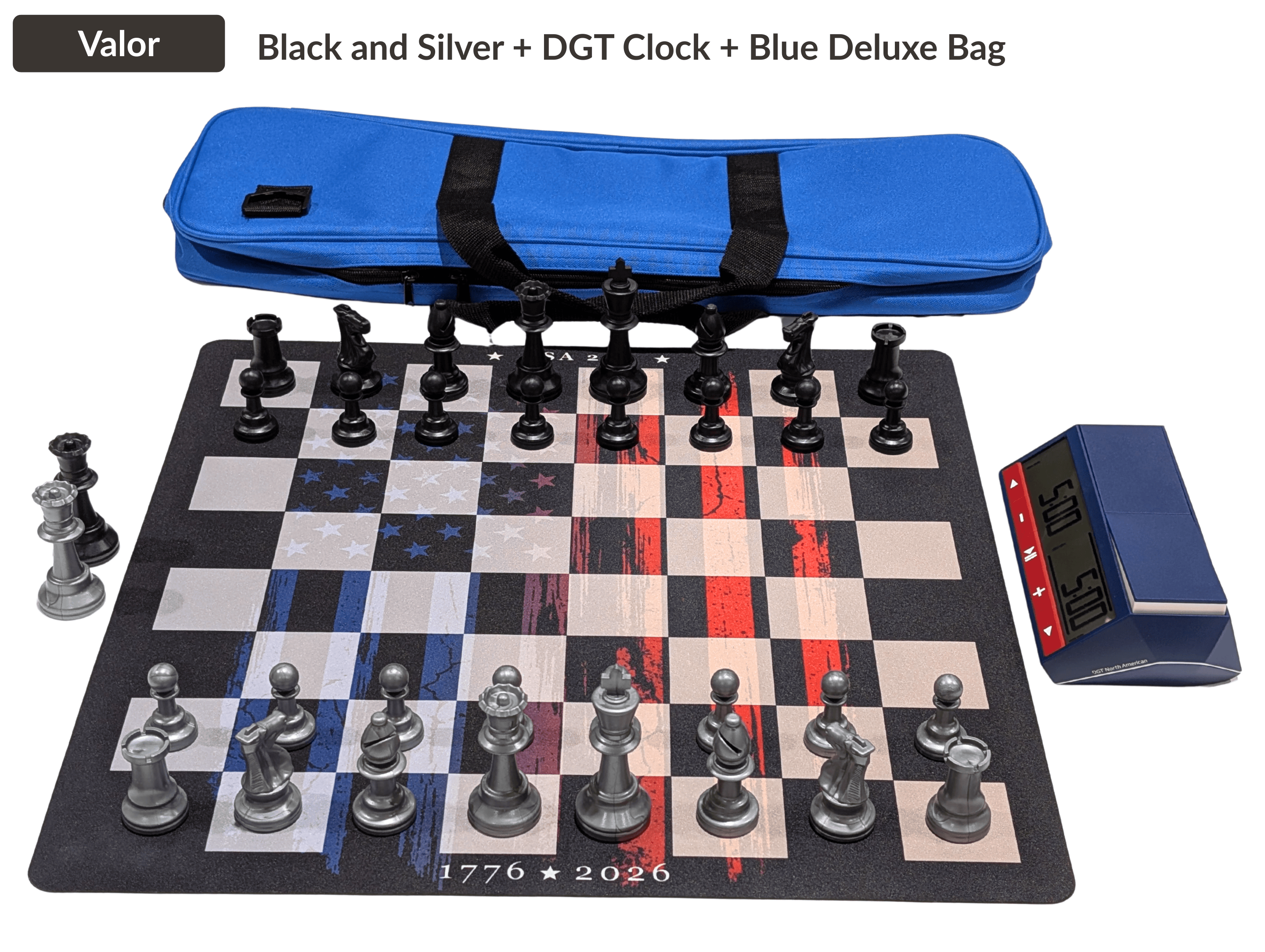 USA 250 Chess Set - Chess House Weighted Club Style - Chess Set - Chess-House