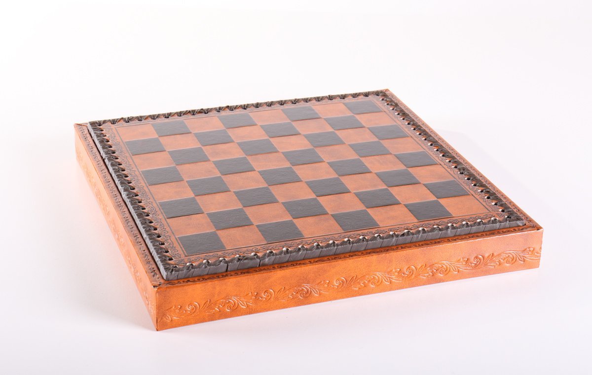 11" Florentine Chess Set on Leatherette Cabinet Board - Chess Set - Chess-House