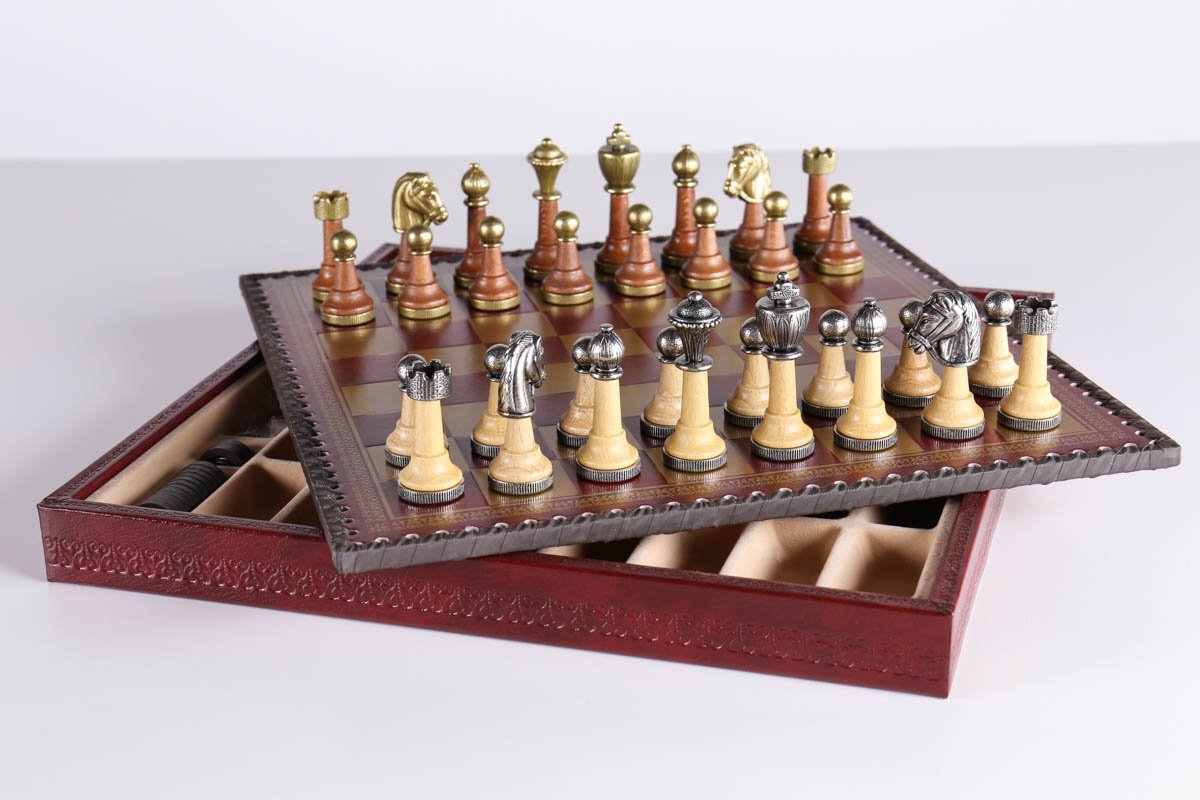 14" Florentine Metal Chess Set and Storage Chest - Chess Set - Chess-House