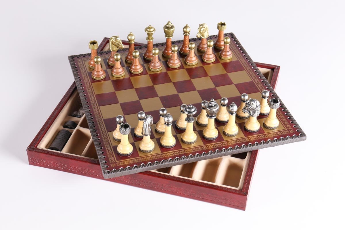 14" Florentine Metal Chess Set and Storage Chest - Chess Set - Chess-House