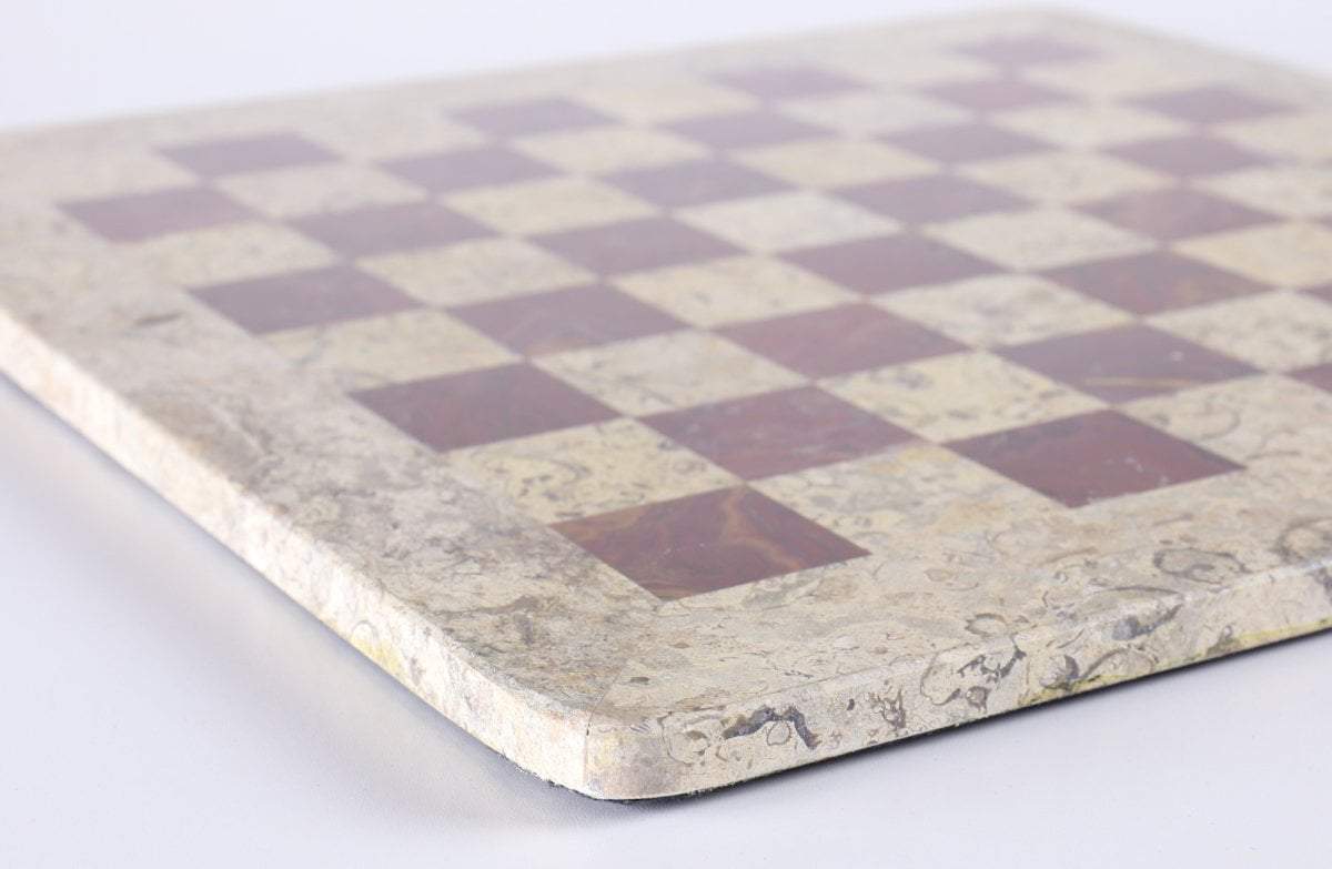 16" Marble Chess Board in Coral and Red Board