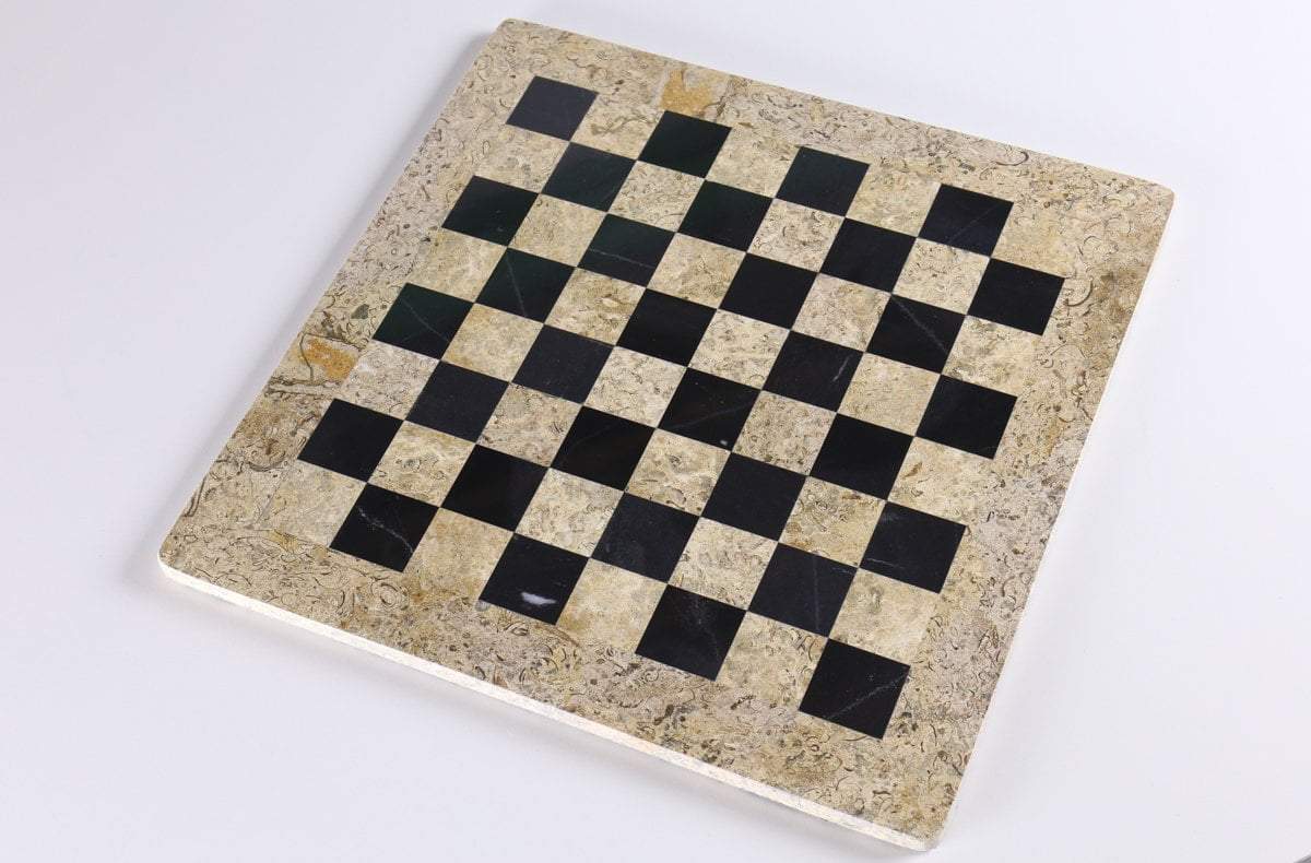 16" Marble Chess Board in Coral & Black Board