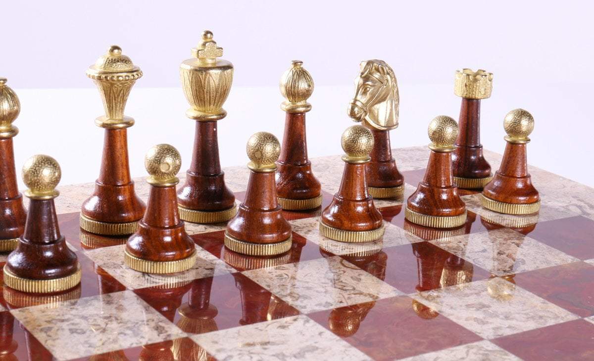 16" Marble Chess Set with Florentine Pieces - Chess Set - Chess-House