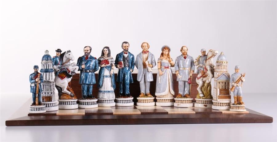 1863 Battle of Gettysburg Civil War Chess Set with Matching Board and Wood Storage Boxes - Chess Set - Chess-House