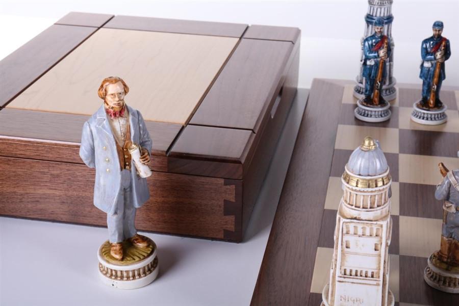 1863 Battle of Gettysburg Civil War Chess Set with Matching Board and Wood Storage Boxes - Chess Set - Chess-House