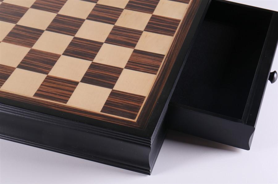 19" Black Stained Chess Board with Storage Drawers - Board - Chess-House