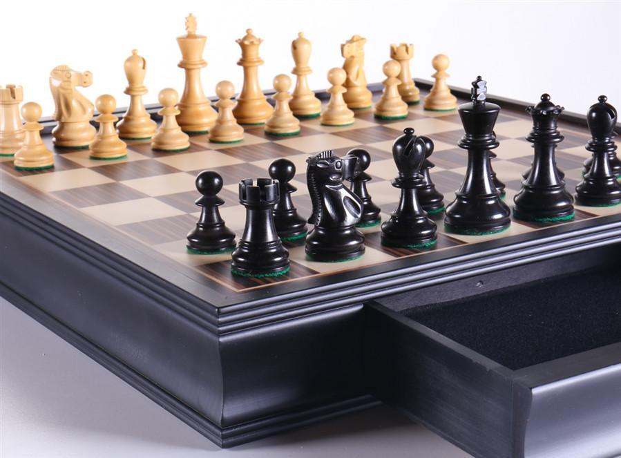 19" English Chess Set with Pullout Storage Drawers - Chess Set - Chess-House