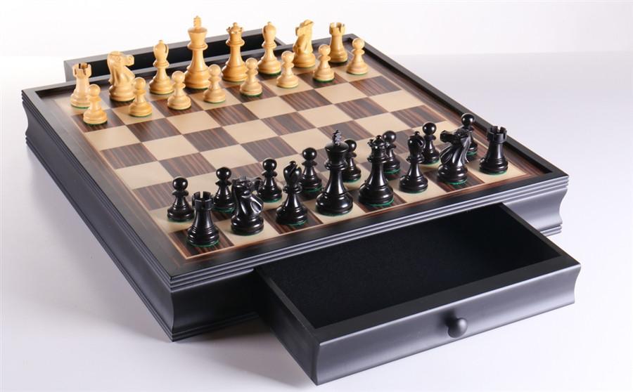 19" English Chess Set with Pullout Storage Drawers - Chess Set - Chess-House