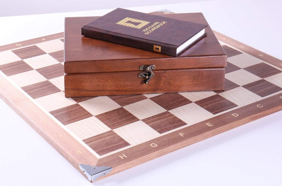 21.5" Walnut and Metallic Style Set with Storage - Chess Set - Chess-House
