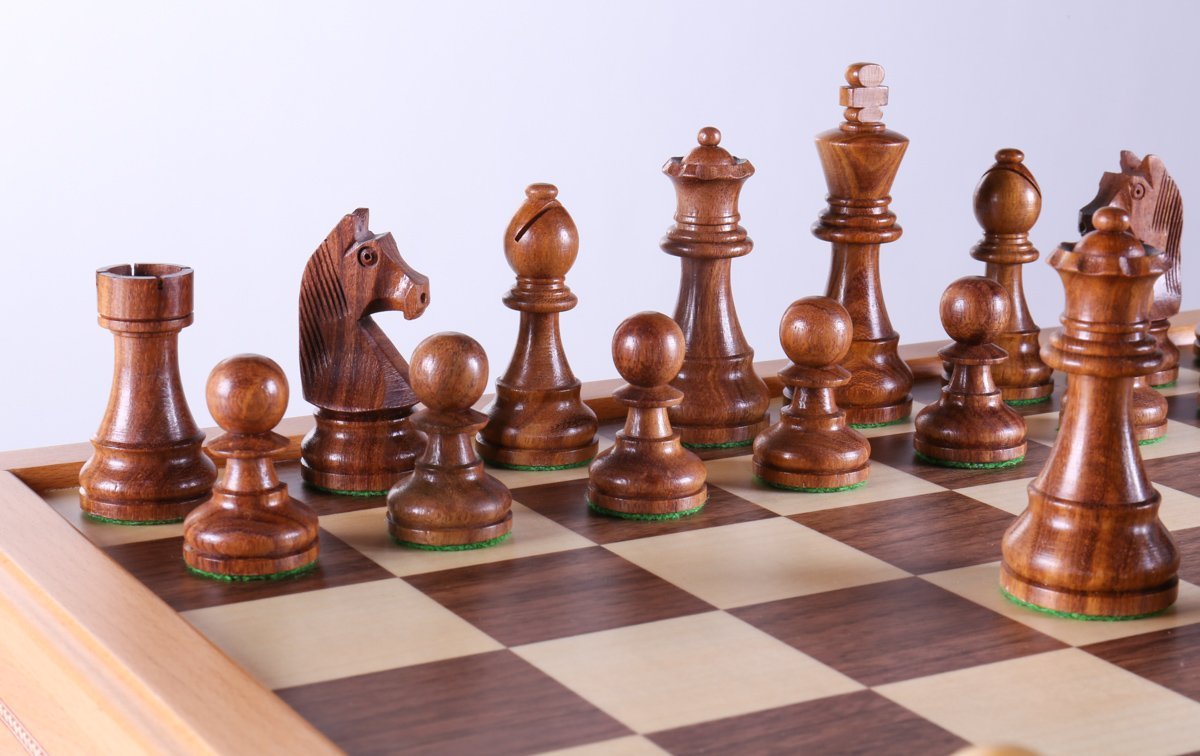 3 3/4" Timeless Pieces on Beech Wood Storage Chest - Chess Set - Chess-House