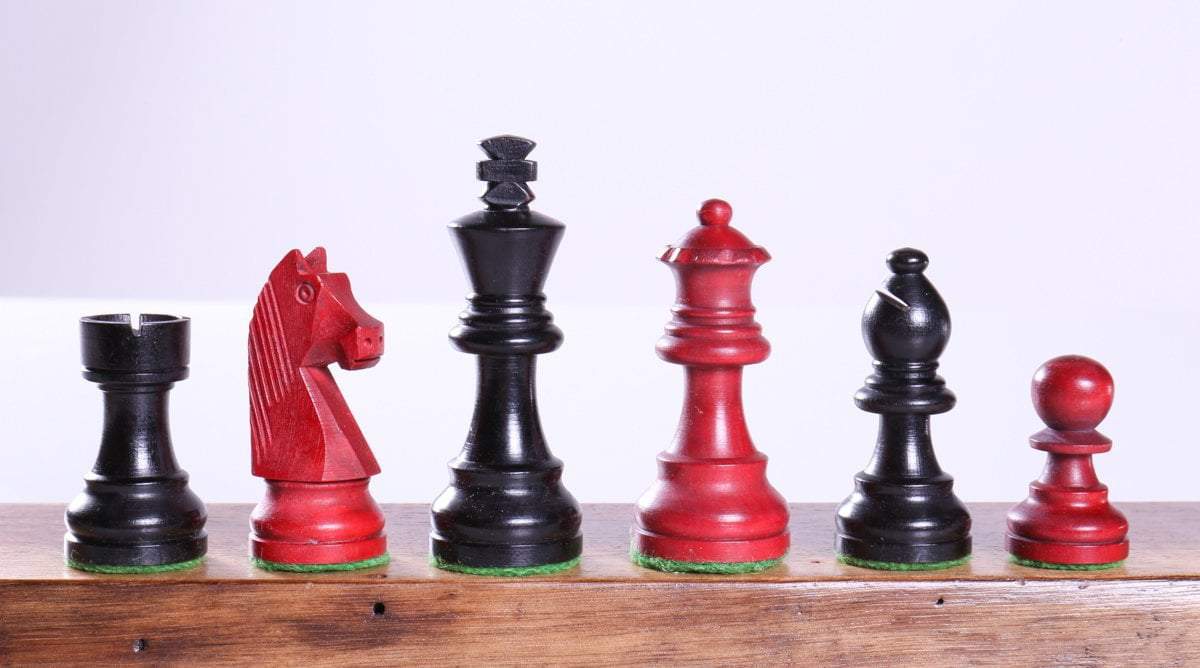 3" Modern Staunton Pieces in Black and Red - Piece - Chess-House