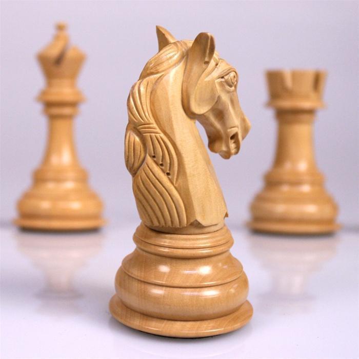 4 5/8" Columbian Knight Ebony Wood Chess Pieces - Piece - Chess-House