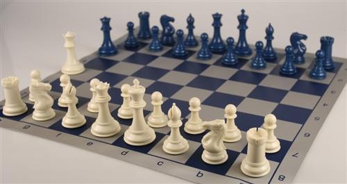 Armory Professional Chess Set - Brushed Aluminum Look - Blue - Chess Set - Chess-House