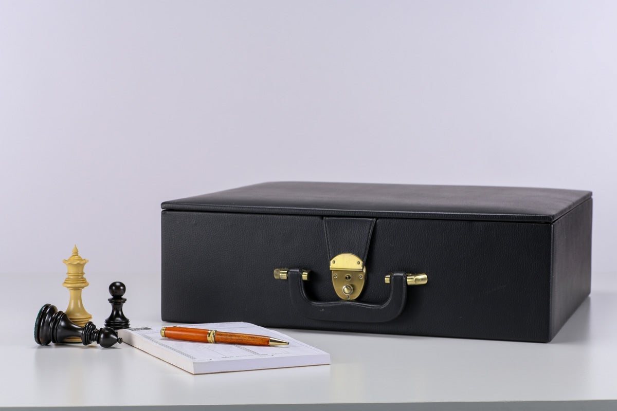 Black Leatherette Tray Style Box for 6" King - Box - Chess-House