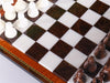 Brown & White Alabaster Chess Set with Wood Frame - Chess Set - Chess-House