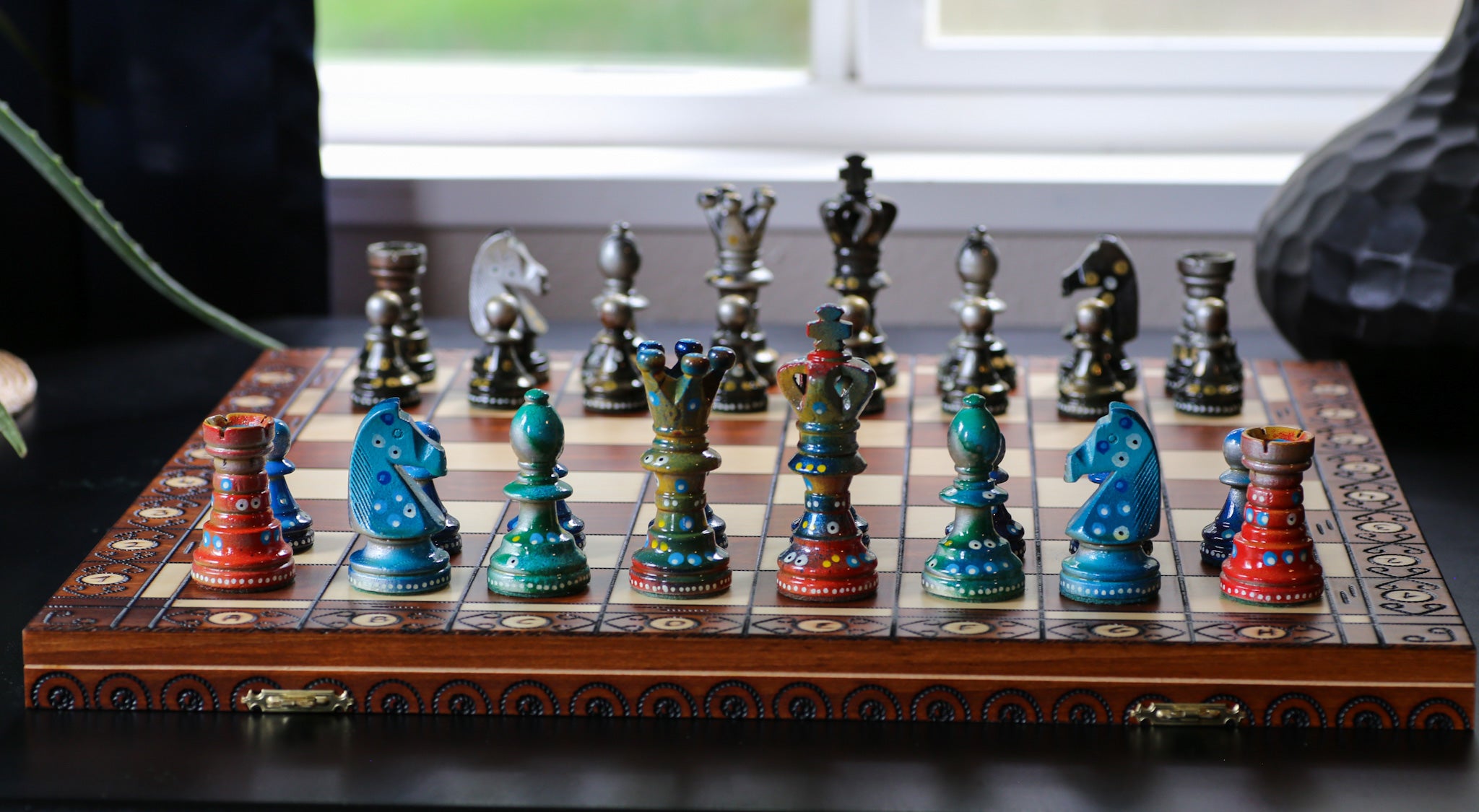 Called Into Being - Sydney Gruber Painted 21" Ambassador Chess Set #12 - Chess Set - Chess-House