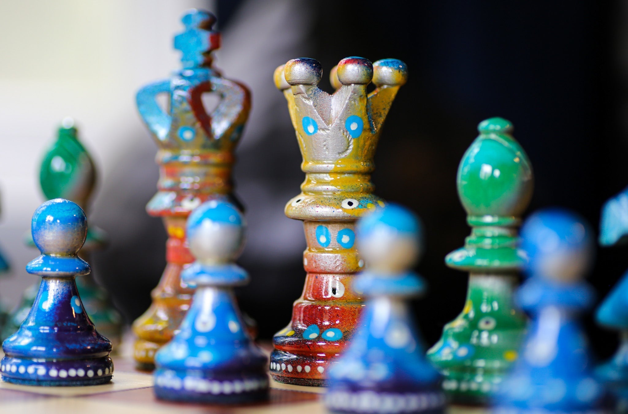 Called Into Being - Sydney Gruber Painted 21" Ambassador Chess Set #12 - Chess Set - Chess-House