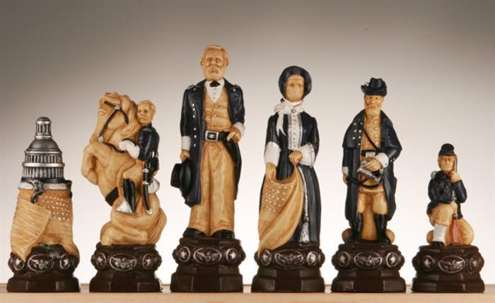 Civil War Chess Pieces-Studio Anne Carlton, Hand Decorated - Piece - Chess-House