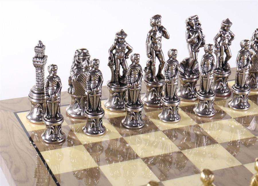 Florence Men On Grey Briar Board - Set - Chess-House
