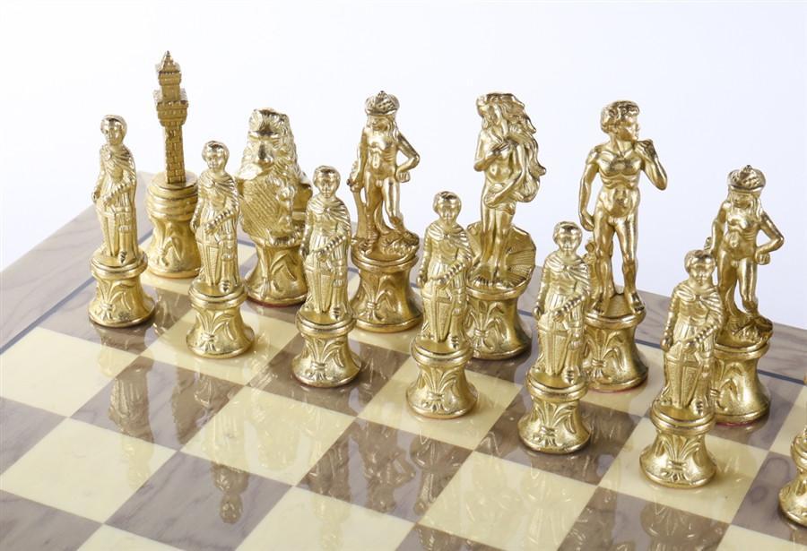 Florence Men On Grey Briar Board - Set - Chess-House