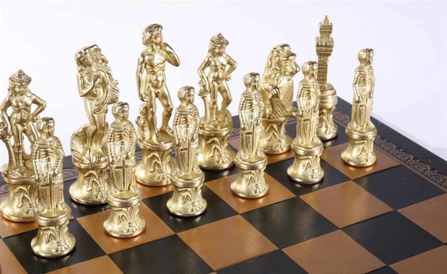 Florence Men On Leather Board - Set - Chess-House