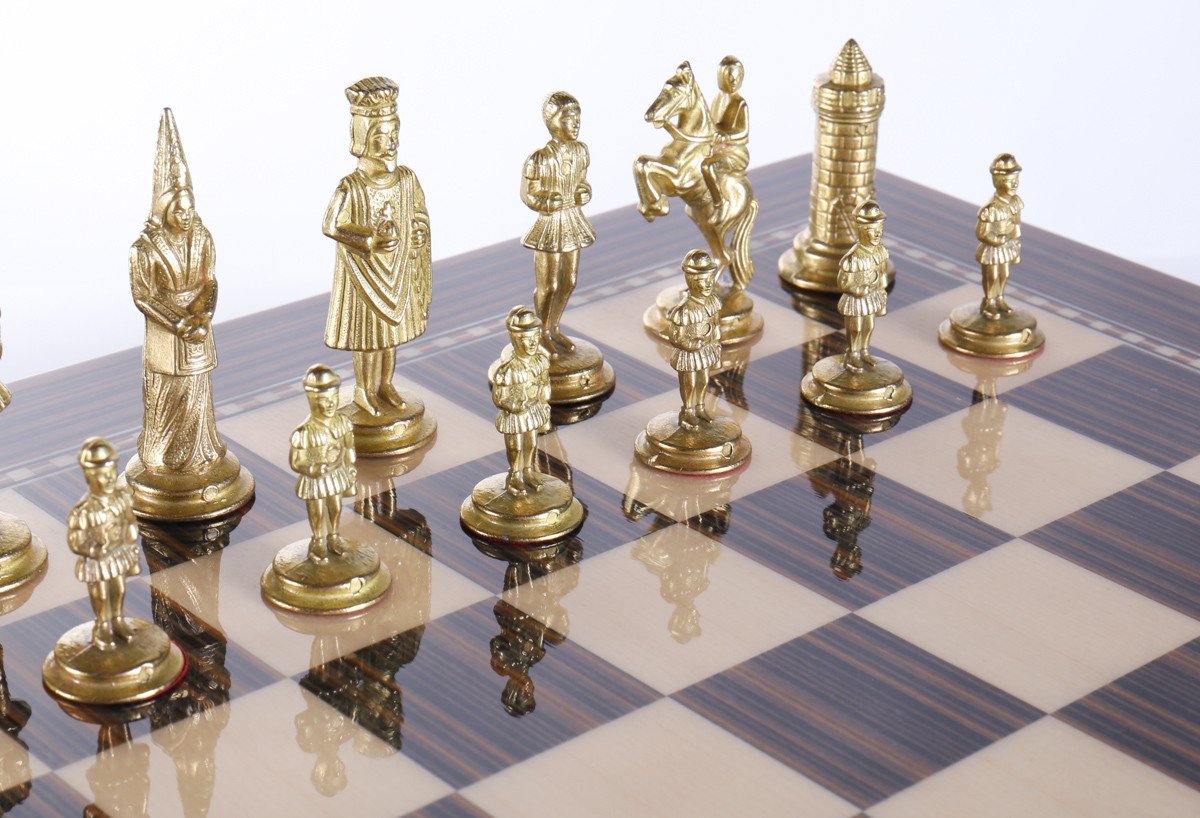 Glossy Storage Board with Metal Pieces Chess Set Combo - Chess Set - Chess-House