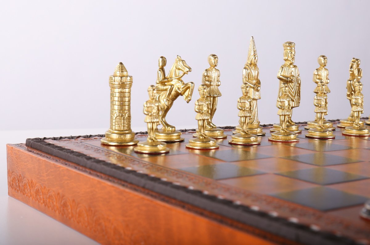 Gothic Chess Set with Leatherette Storage Board - Chess Set - Chess-House