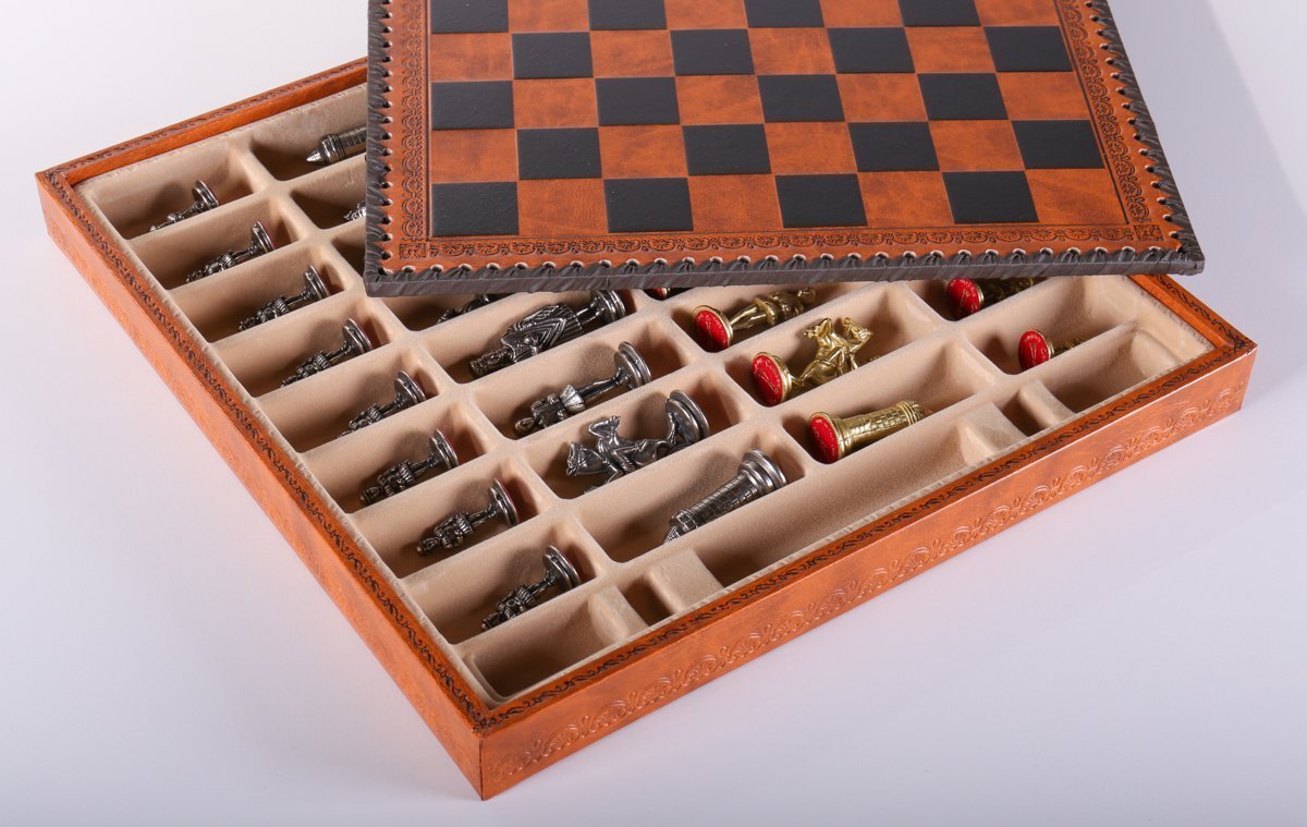 Gothic Chess Set with Leatherette Storage Board - Chess Set - Chess-House