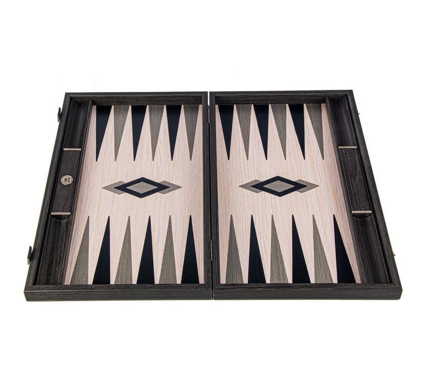 Grid Wood Illusion Inlaid Backgammon Set with Side Racks