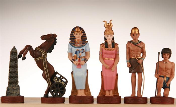 Heavy Pewter Egyptian Pieces with 4" King - Piece - Chess-House