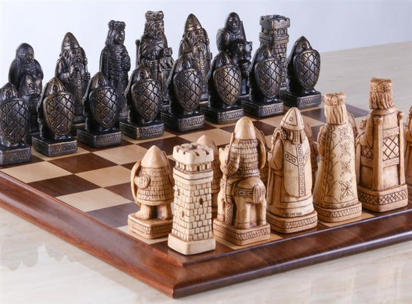 House of Hauteville Chess Set and Board Combo - Antique White and Black  Marble