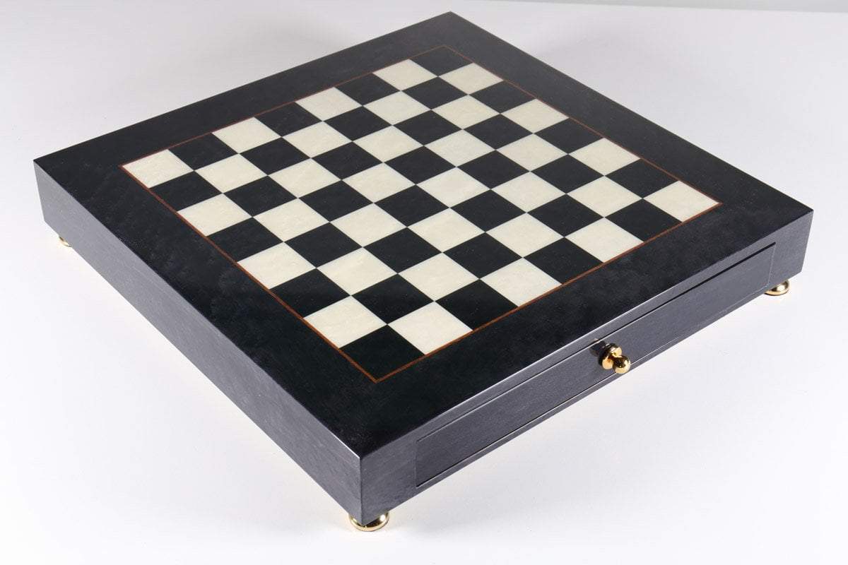 Lacquered Chess Set with Black Briar Wood Storage Board - Chess Set - Chess-House