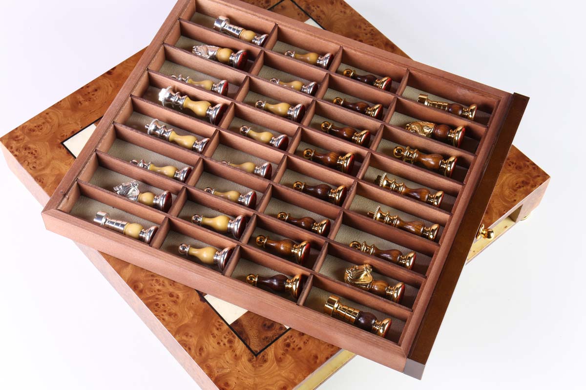 Luxurious French Style Briarwood Chess Set with Storage - Chess Set - Chess-House