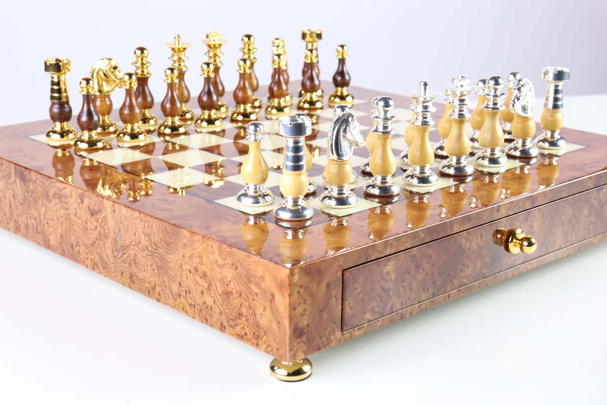 Luxurious French Style Briarwood Chess Set with Storage - Chess Set - Chess-House