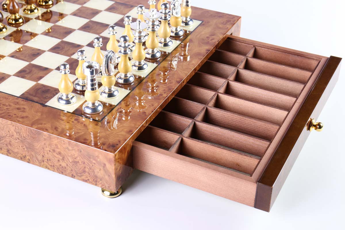 Luxurious French Style Briarwood Chess Set with Storage - Chess Set - Chess-House