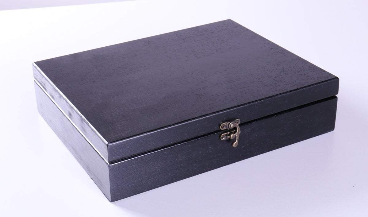 Old World Wooden Treasure Box with Brass Latch - Black Stain - Box - Chess-House