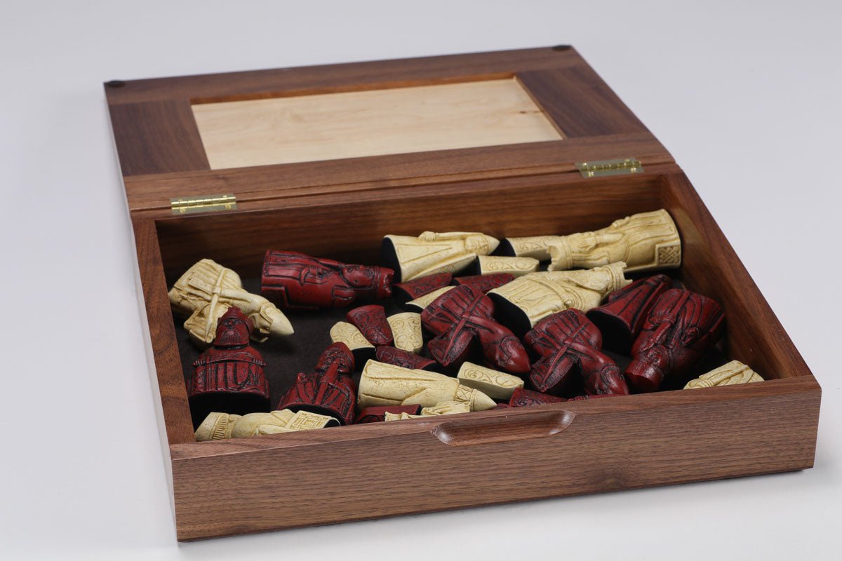 Red Isle of Lewis Chess Set with Hardwood Chess Board and Storage - Chess Set - Chess-House
