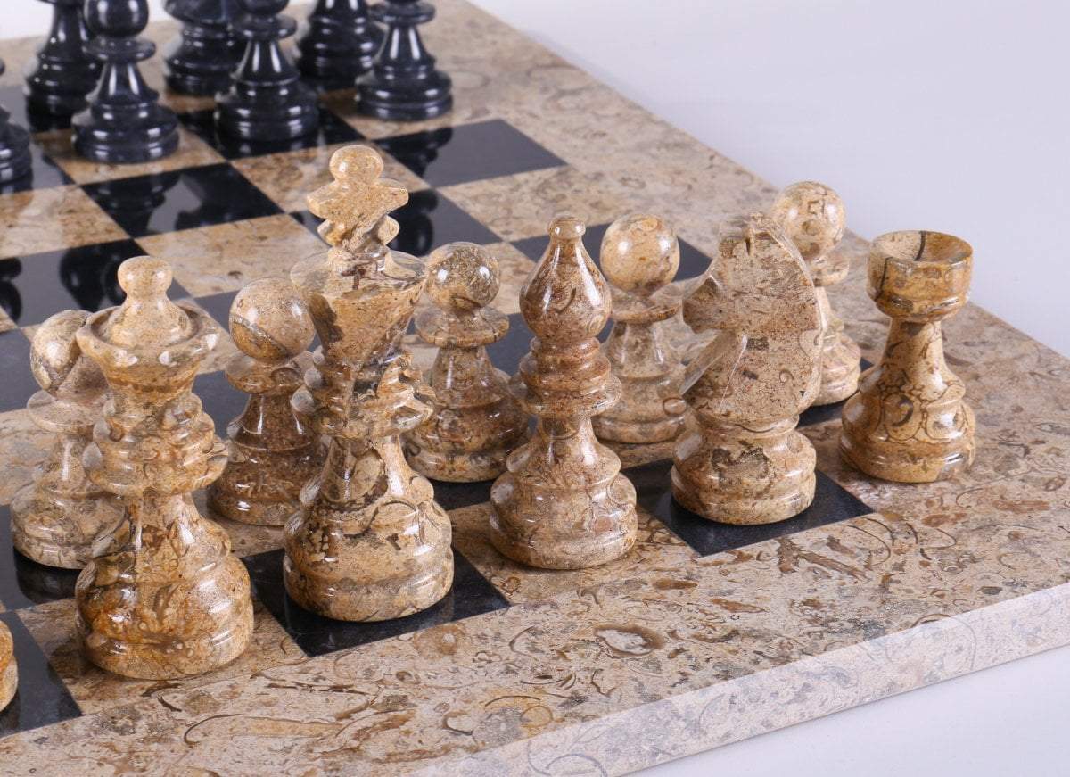 SINGLE REPLACEMENT PIECES: 16" Marble Chess Set American Design in Coral & Black - Parts - Chess-House