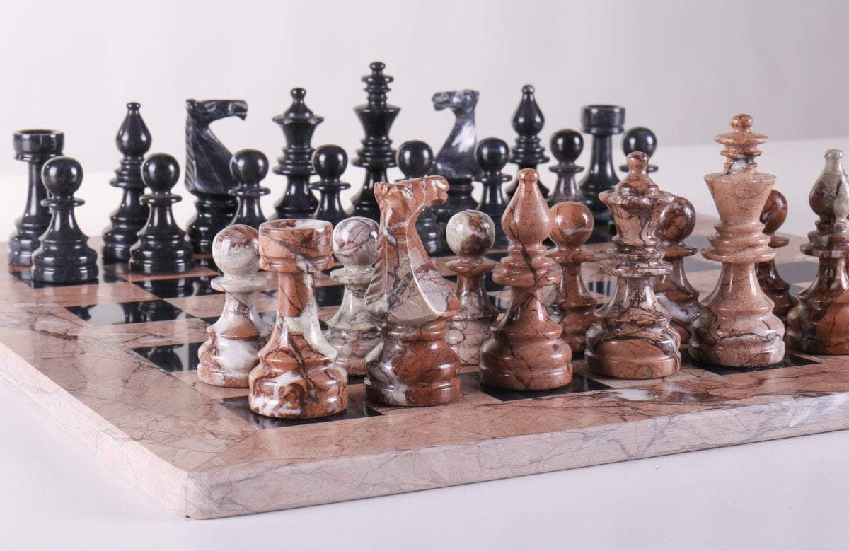 SINGLE REPLACEMENT PIECES: 16" Marble Chess Set Euro Design in Marina & Black - Parts - Chess-House