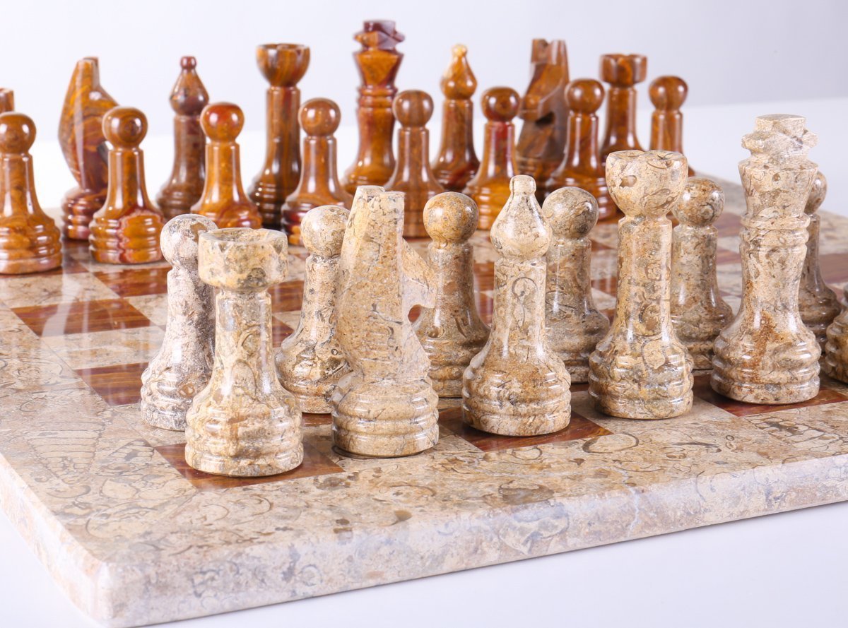 SINGLE REPLACEMENT PIECES: 16" Marble Chess Set in Coral and Red - Parts - Chess-House